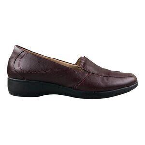 Clarks Women's Size 10M Breeze Dawn Red Leather Closed Toe Wedge Heel Shoes